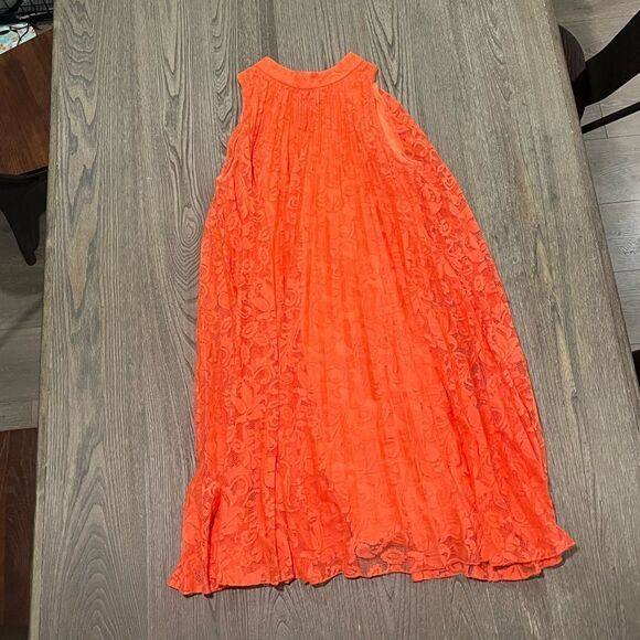 EST. 1946 Shift Dress Sleeveeless Floral Lace High Neck Knee Length Orange Large - Picture 1 of 8